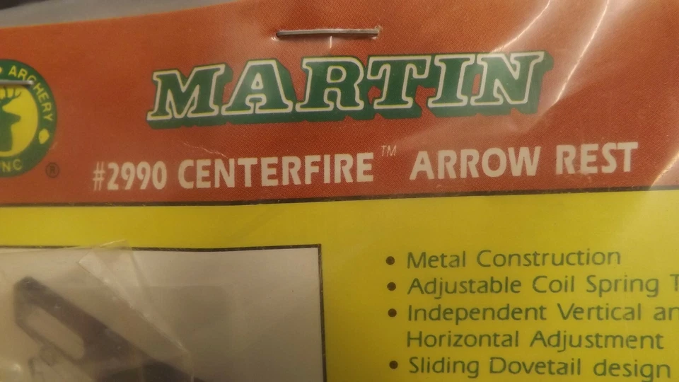 NEW Martin Archery 2990 Centerfire Arrow Rest RIGHT w/Cushion Plunger S-21 - Image 2 of 2