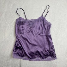 Apt.9 Purple Lace Trim Adjustable Straps Side Zipper Camisole Top Womens Medium