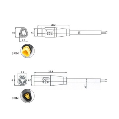 Câble De Rallonge Pour E-bike Comphic – 605 Mm, 4 Broches, IP65 étanche, Connecteur Trapézoïdal En ABS