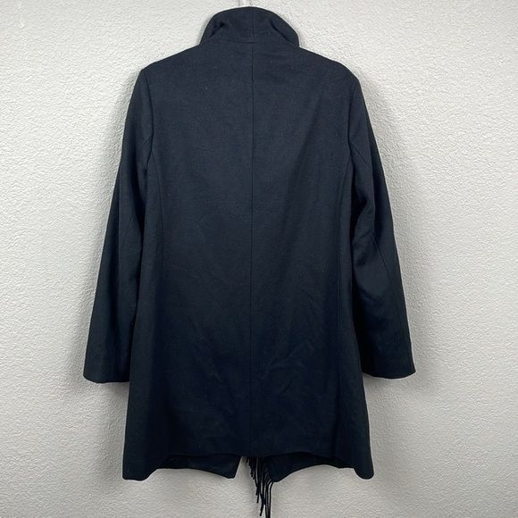 New Lauren Ralph Lauren Fringe Drape Wool Blend Coat Mid