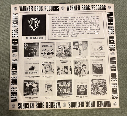 Peter Paul and Mary Moving 1963 Warner Brothers 1473 Vintage Vinyl EX --7729 - Imagen 10 de 10