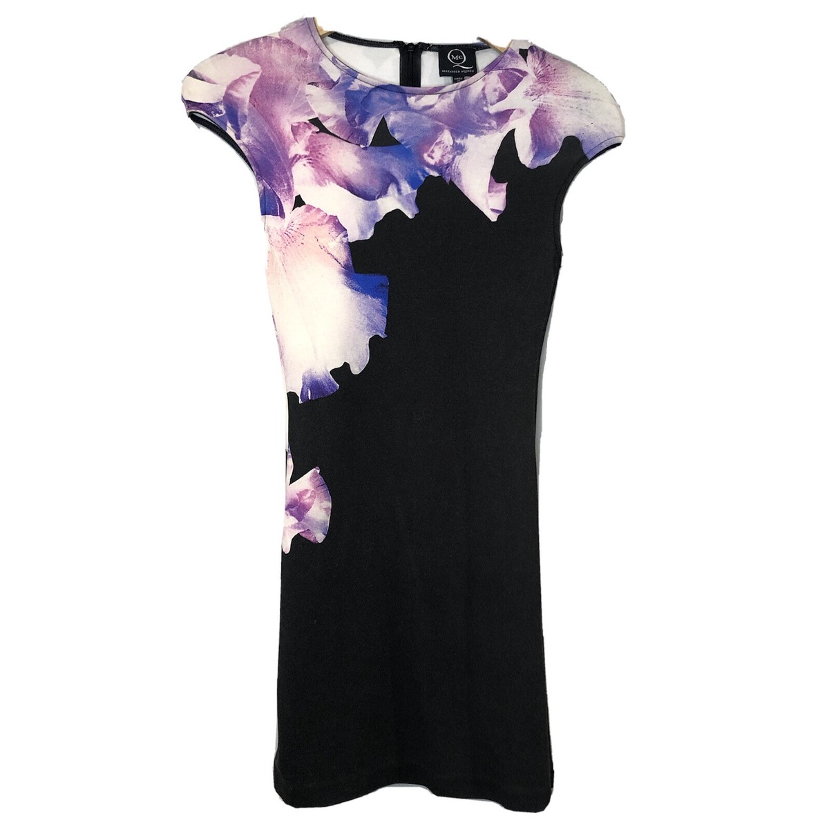 Alexander McQueen Dress Iris Black Purple Body con MCQ