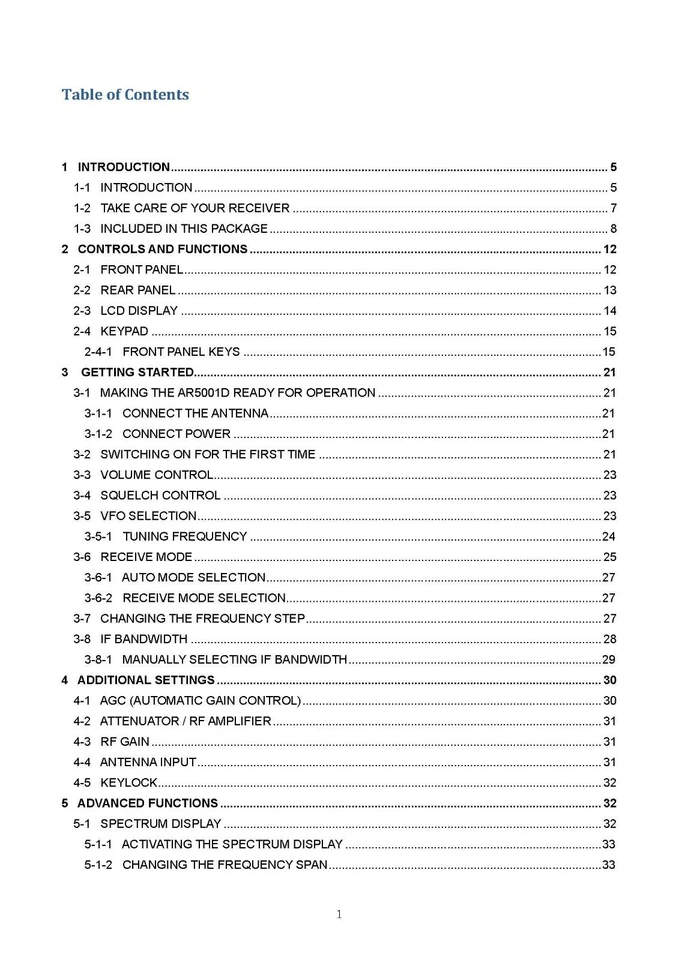 AOR AR5001D Communication Receiver Operating Manual Instruction Coil Bound - Image 2 of 4