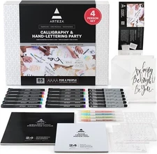 ARTEZA Calligraphy & Hand Lettering Party Kit Experience For 4 Beginners NEW