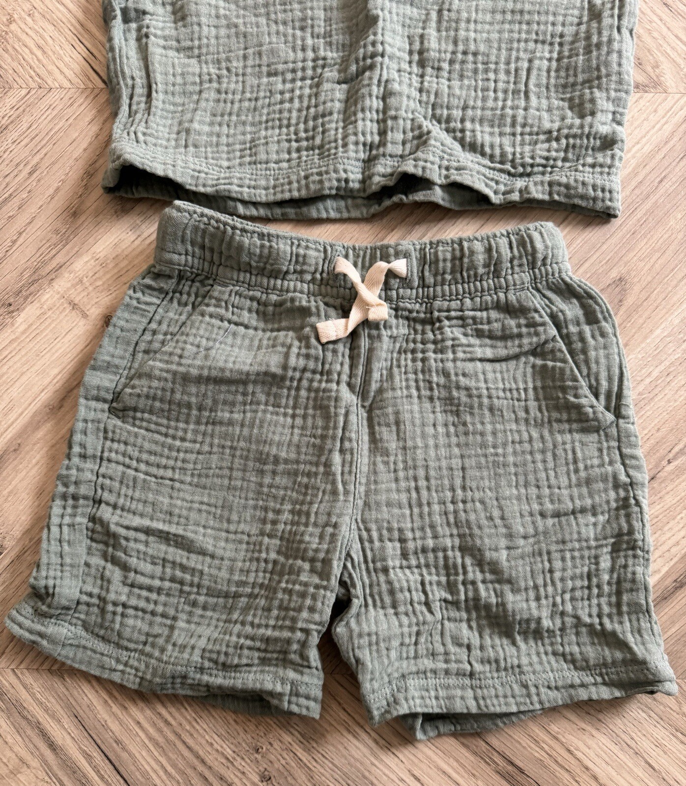 Matalan Baby Boy Mint Green Muslin Linen Top And Shorts Holiday Summer