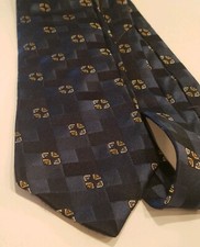 Ike Behar 100% Silk Tie Made In USA Blue Geometric