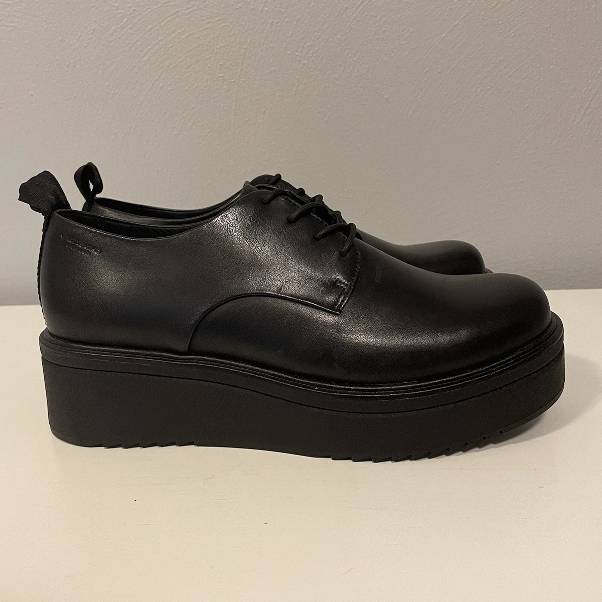 VAGABOND TARA BLACK GENUINE LEATHER PLATFORM OXFORD SHOES SIZE 10