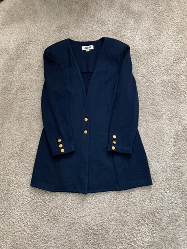 Blazer vintage - St. John lavorato a maglia taglia 12 blu navy - Foto 3 di 11
