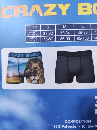Crazy Boxer Mens Large Briefs 3-Pack Lion Wolf Nature Underwear Novelty Gift - Picture 11 of 12