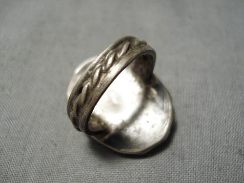 EXQUISITE VINTAGE NAVAJO PILOT MOUNTAIN TURQUOISE STERLING SILVER OLD - Picture 5 of 7