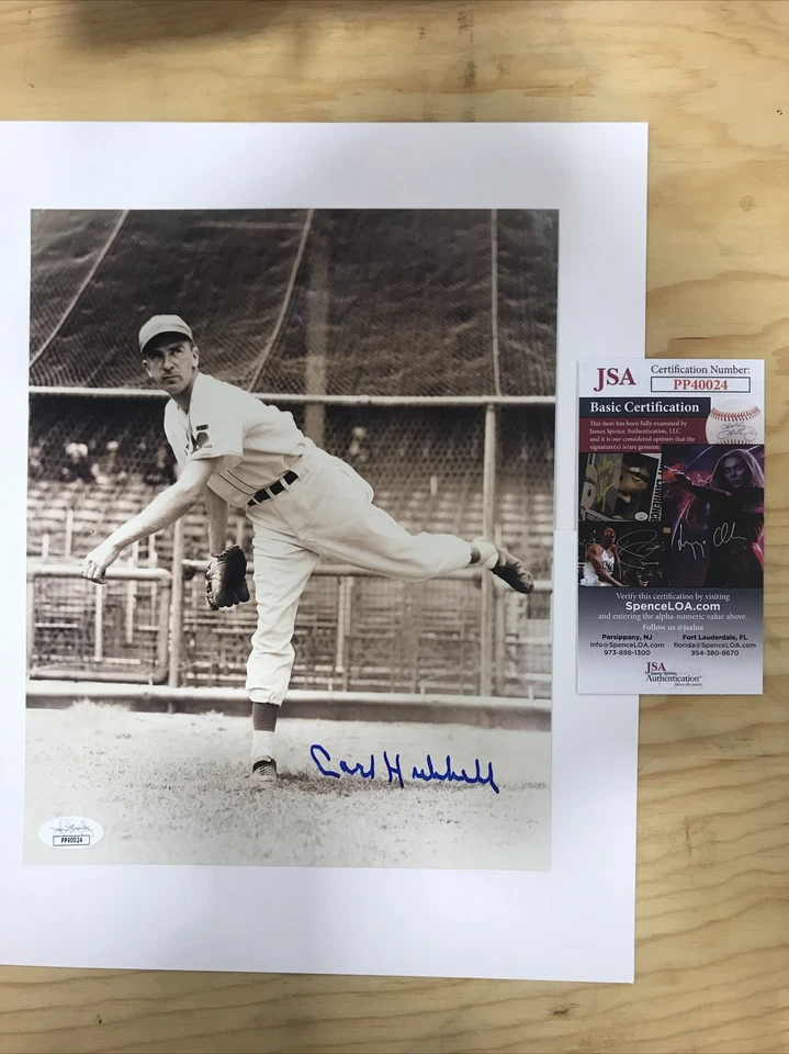 CARL HUBBELL MLB NEW YORK GIANTS HOF SIGNED 8x10 Photo JSA CERTIFIED AUTOGRAPH - Image 2 of 4