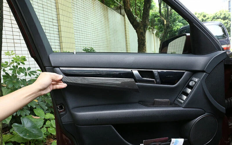 适用于梅赛德斯-奔驰 C 级 2008 - 14 碳纤维内门条板装饰装饰 — 第 4/4 张图片