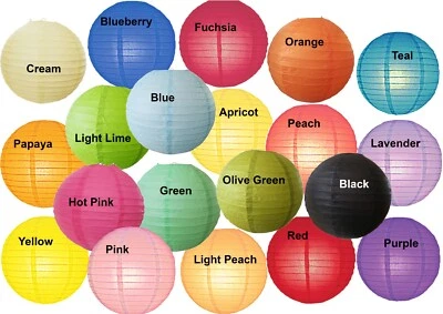 LOXTON LIGHTING Paper Lantern 12inch Regular(Wire Frame) Shade -13 Colours Available