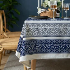 Rectangle Tablecloth - 60 x 120 Inch Blue Rustic 60" × 120" Rectangular Bohemia