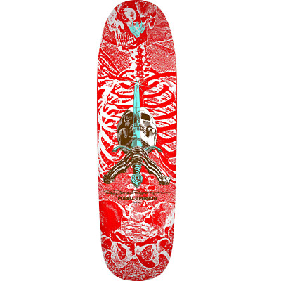 Powell Peralta Rodriguez Skull and Sword 5 Flight Skateboard Deck - 9.265'' Red/W
