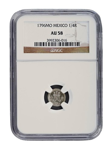 SPAIN Mexico quarther Real 1/4 R SilVER MONEY COIN 1796 NGC mint quality - Picture 3 of 3