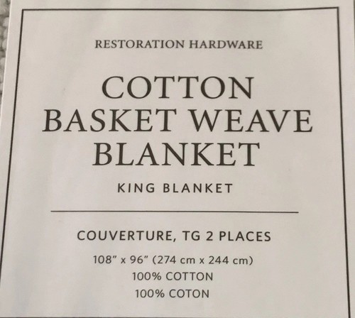 NEW Restoration Hardware BASKET WEAVE BLANKET King Size Light Silver Sage Green - Bild 2 von 5