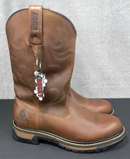 Rocky Original Ride Branson Roper Mens Size 8.5 Brown Waterproof Western Boots