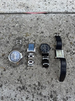 Kenneth Cole & Marc Ecko Mens Watch Lof of 4 Metal & Leather Bands