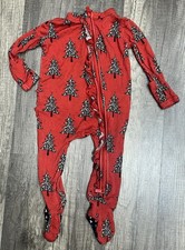 Posh Peanut Newborn Nippy sleeper Footie Ruffles Bamboo Red One Piece