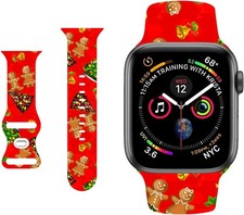Soft Silicone Strap Compatible with Apple Watch 38mm 40mm 41mm 44mm Holidays
