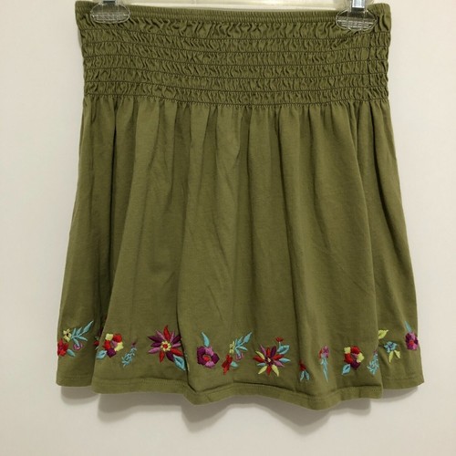 Garnet Hill Girls Size Large L Olive Green Embroidered Floral Kids - Picture 4 of 8