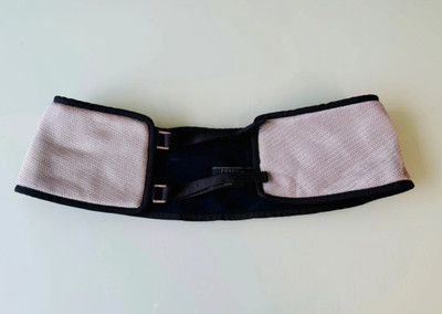 Prada Herren Schwarz Krawatte Smoking Metallic Silber Gewebt Kummerbund Gürtel Gr 56