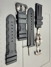 2 Straps Panerai Watch 24mm Black style Caoutchouc Rubber strap Swiss Made