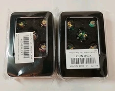 NEW 2X AUSTOR 7 Pc D&D Dice Set Handmade Floating Santa Polyhedral Dice w/ Case