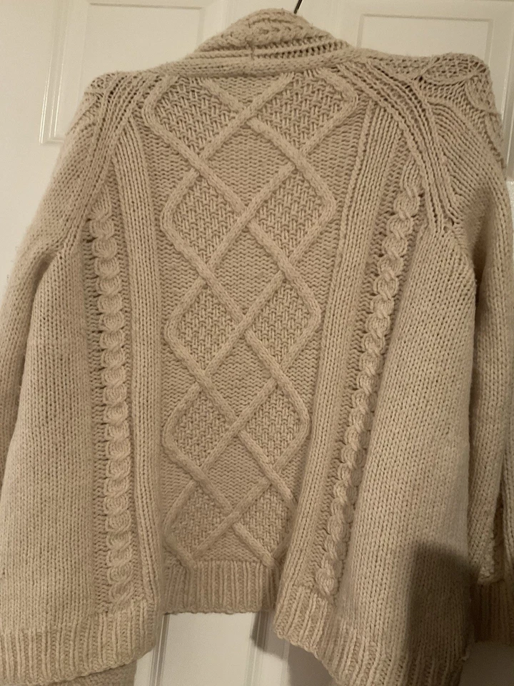 Cárdigan Suéter Vintage Granny Cottage Core M/L Crema Hecho a Mano Tejido a Mano Foto 4 de 4