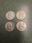 Lot Of Four (4) 90% Silver Ben Franklin Half Dollars