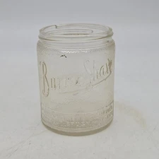 Vintage Burma Shave Clear Glass Jar Bottle Made in USA 3.5"