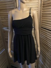 Twenty One Women's Size S Black Clubwear Party Soft Dress One Shoulder & Chain