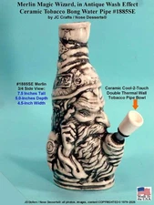 Magic Merlin Wizard Vintage Ceramic Glass Tobacco Bong Water Pipe Rumph #1885SE