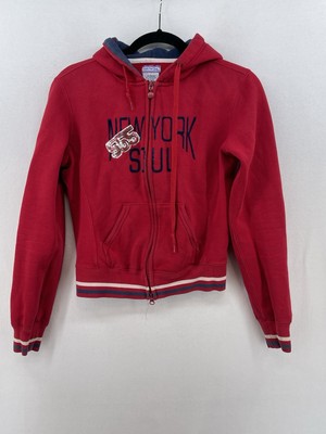 Vintage Y2K Triple Five Soul woman Zip Up Hoodie Size Large New York Soul Red