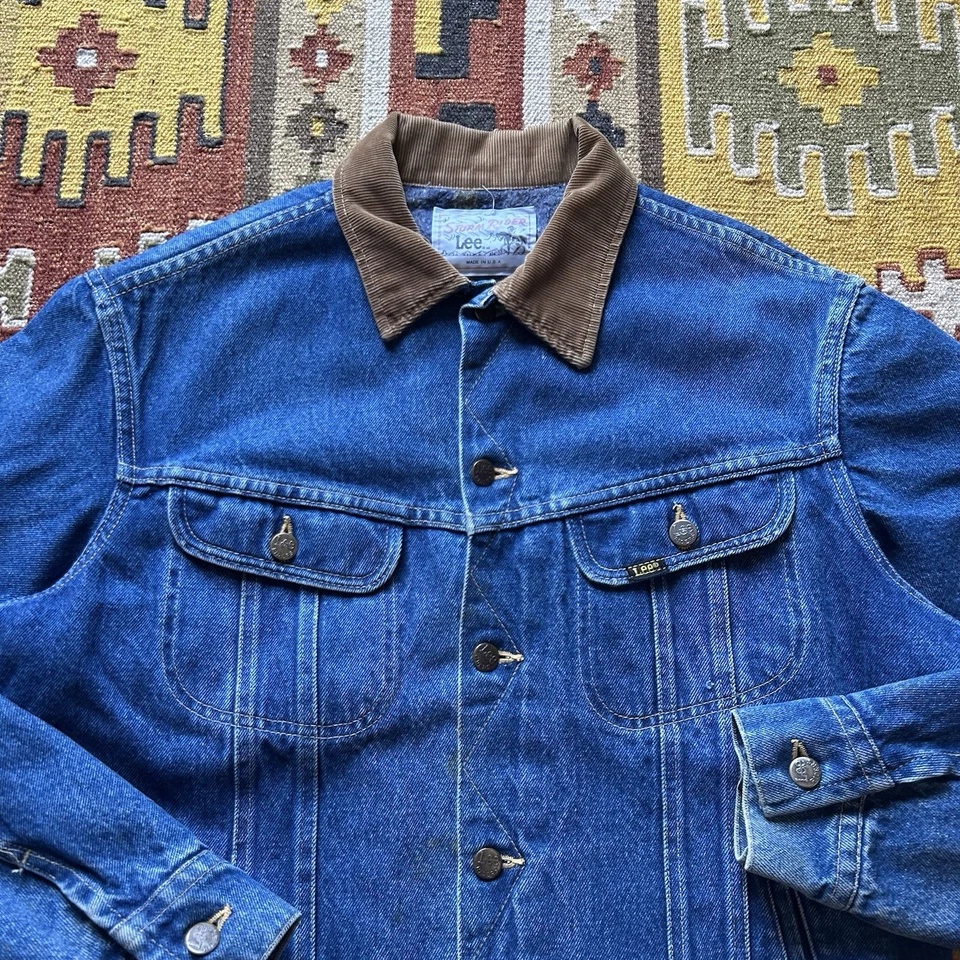 Vintage Lee Storm Rider Blanket Lined Denim Jacket Sz L - Image 2 of 4