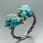 Rock gem design Natural Turquoise Ring 925 Sterling Silver Size 7.5 /R469113