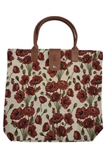 Tapestry Folding Reusable Shopping Bag in Poppy Floral Design
