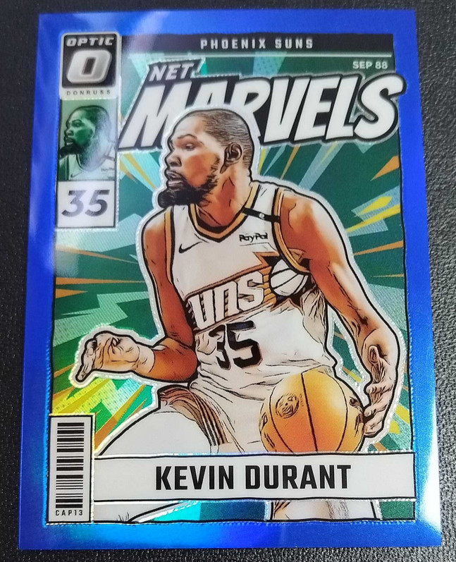 Kevin Durant 2024-25 Panini Donruss Optic 14/49 Blue Net Marvels Suns #18