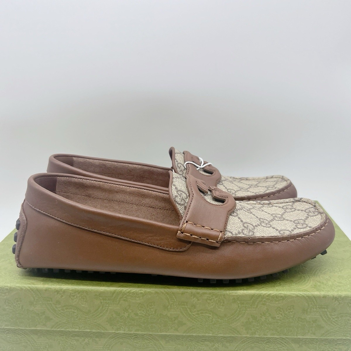 Gucci Supreme GG Interlocking Loafer Driving Shoes Mens Brown UK 9 US 9.5 GUCCI 730148 Brown Leather Interlocking G | Mercari main image 3