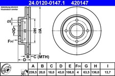 2x ATE Bremsscheibe 24.0120-0147.1 für ESCORT FORD ORION FIESTA COURIER 121 PUMA