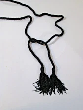 Extra Long Curtain Tieback Weaved Cord Belts 5/8" with End Tassel Black 67" NEW