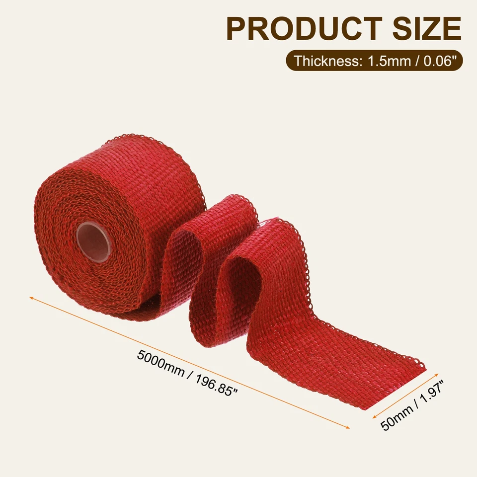 2"x 16 ft Volcanic Rock Fiber Exhaust Header Wrap Roll for Car, Red Foto 2 de 4