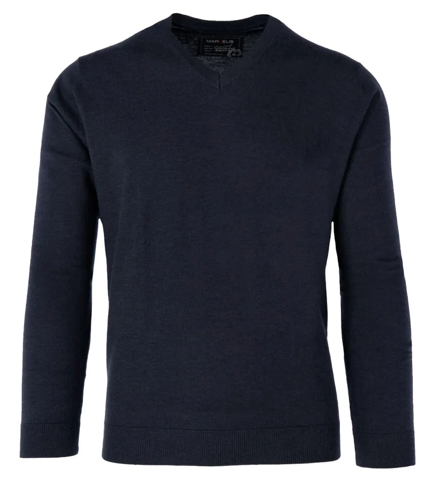 Marvelis Herren Pullover Langarm mit V-Ausschnitt Schurwolle (Merino) Uni - Bild 1 von 1