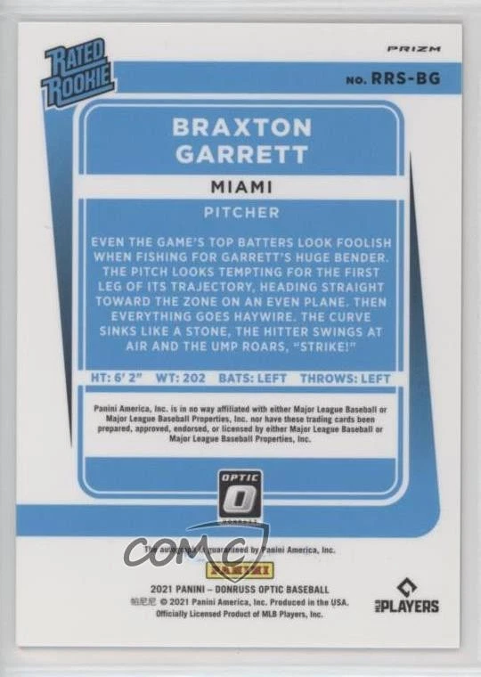 2021 Donruss Optic Rated Rookie Signatures Holo Prizm Braxton Garrett Auto RC - Image 2 of 2