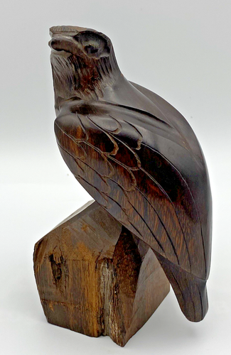 VTG Ironwood Hand Carved Eagle Hawk Bird of Prey Figure Wood Statue 5.5” Mexico