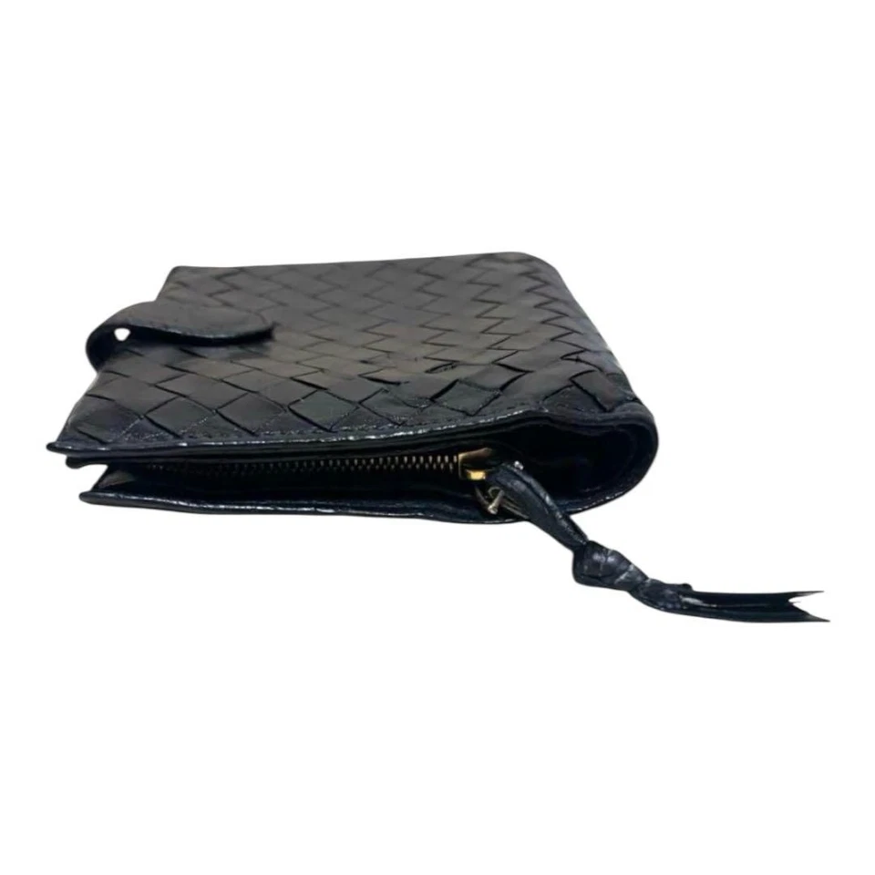 Auténtica Cartera Bottega Veneta Negra Intrecciato Cremallera Alrededor Foto 3 de 4