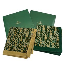 Set of 2 Rolex Genuine Official Handkerchief Logo Green Scarf 44 x 45cm Japan