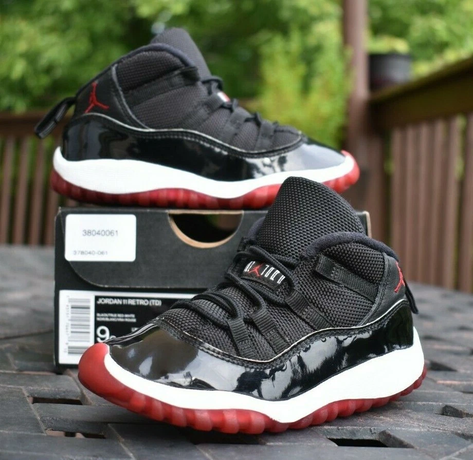 Nike Air Jordan 11 Retro TD 'Bred' 2019 378040-061 Little Kids Size 9C