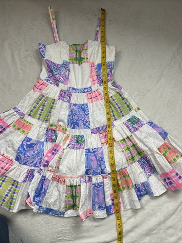 Lilly Pulitzer Alision Patch Me If You Can Poplin Fit & Flare Tiered Dress Sz 00 - Picture 13 of 13